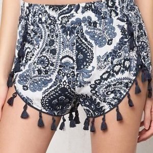 77thFLEA Seoul tassle shorts Blue / Print