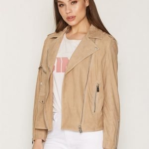 Anine Bing Biker Suede Jacket Nahkatakki Beige