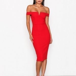 Ax Paris Bardot Midi Dress Kotelomekko Red