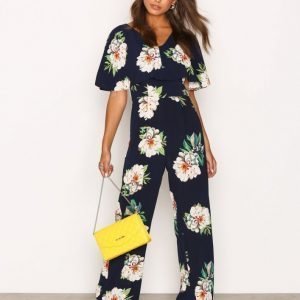 Ax Paris Floral Jumpsuit Navy