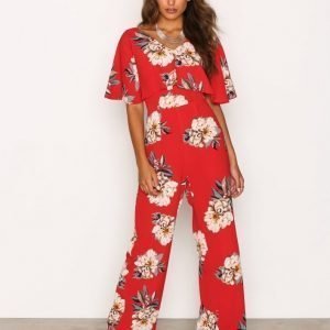 Ax Paris Floral Jumpsuit Red