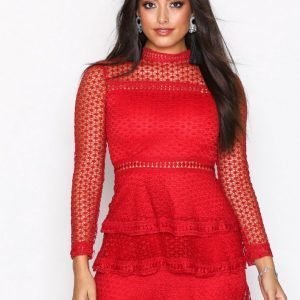 Ax Paris High Neck Flounce Skater Dress Skater Mekko Red