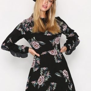 Ax Paris Long Sleeve Print Dress Loose Fit Mekko Black Print