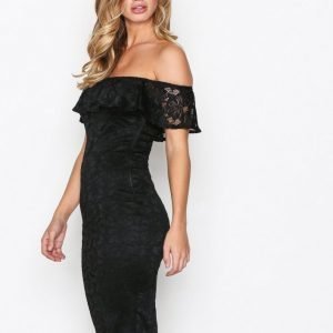 Ax Paris Off Shoulder Flounce Lace Dress Kotelomekko Black