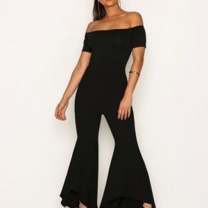 Ax Paris Short Sleeve Bardot Jumpsuit Black