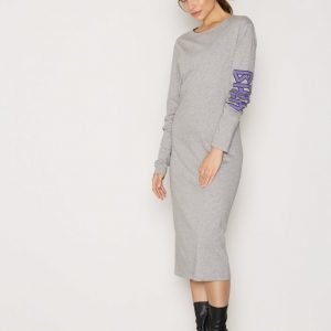 Back Ls T-Shirt Dress Print Maksimekko Grey Melange