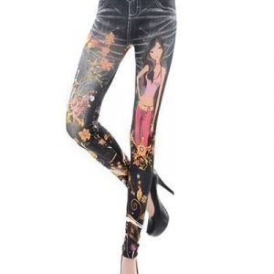 Beauty in floral jeans print leggings