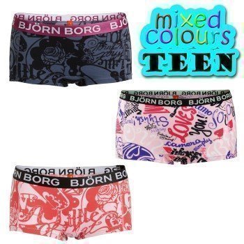 Björn Borg Mini Shorts Teen Mix 3 pakkaus