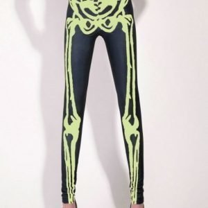 Black Leggings tights with green skeleton