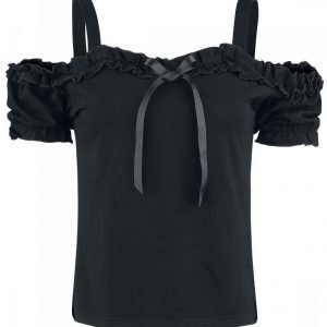 Black Premium By Emp Cold Shoulder Ruffle Shirt Naisten T-paita
