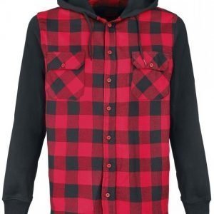 Black Premium By Emp Hooded Checked Shirt Kauluspaita