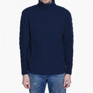 Bleu De Paname Pullover Col Roule Irlandais