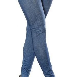 Blue fake pocket jeans print leggings