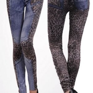 Blue leopard jeans print leggins