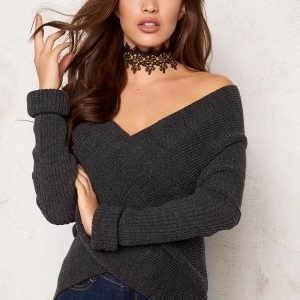 Bubbleroom Brixia knitted sweater Anthracite grey melange