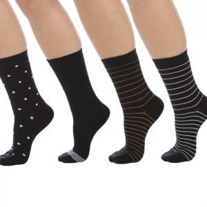 Cai Socks Socks Women 4-Pack Puuvillasukat Värikäs