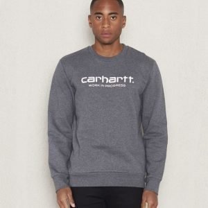 Carhartt Wip Script Sweatshirt Dark Grey Heather/White