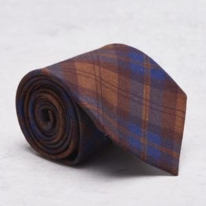 Castor Pollux Croatus Tie Cognac/Blue Check Flannel