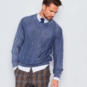 Castor Pollux Matteus Cable Knitted Sweater Indigo