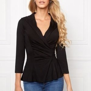 Chiara Forthi Blazer Style Jersey Top Black