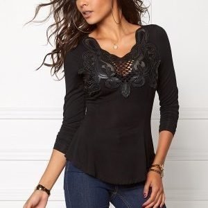 Chiara Forthi Lace Patch Top Black