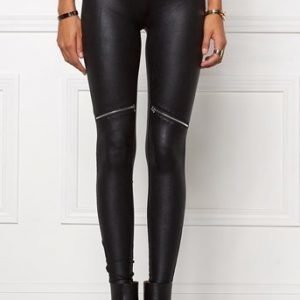 Chiara Forthi Leggingsit Zipped Shiny Leggings Musta Hopea