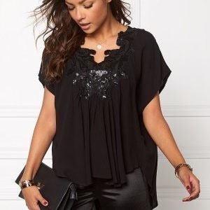 Chiara Forthi Sequin Patch Top Black