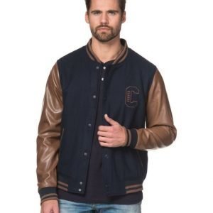 Clay Cooper Dock Varsity Jkt Blue/Cognac