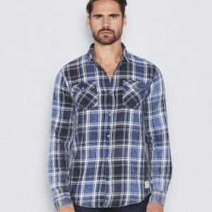 Clay Cooper Lieutenant Washed Shirt Blue Checked