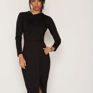 Closet Cross Over Neck Front Split Dress Kotelomekko Black