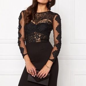 Club L Crochet Detail Midi Dress Black