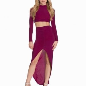 Club L High Neck Top & Rouched Skirt Twin Set