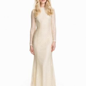 Club L LS Open Back Lace Maxi Dress Svart