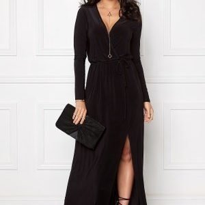 Club L Slinky Wrap Front Maxi Black