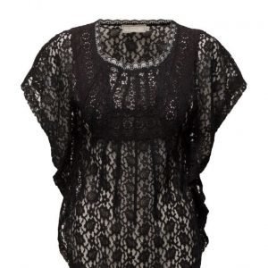 Cream Daisy Lace Blouse lyhythihainen pusero
