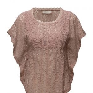 Cream Daisy Lace Blouse lyhythihainen pusero