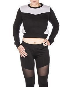 Cropped Mesh Terry Crew Black