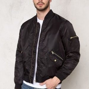 D.Brand Golden Zip Bomber Jacket Black