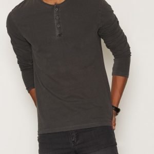 Denim & Supply Ralph Lauren Henley Long Sleeve Knit Pusero Black