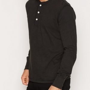 Denim & Supply Ralph Lauren Henley Long Sleeve Knit Pusero Black