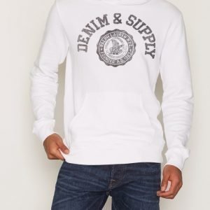 Denim & Supply Ralph Lauren Popover Hood-Long Sleeve Knit Pusero White