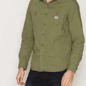 Denim & Supply Ralph Lauren Work 2PK Reg-Long Sleeve Sport Kauluspaita Army Olive