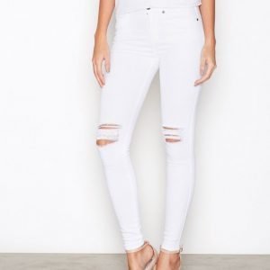 Dr Denim Lexy Black Ripped Knees Skinny Farkut White