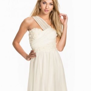 Elise Ryan One Shoulder 3d Flower Skater Dress Skater Mekko Ivory