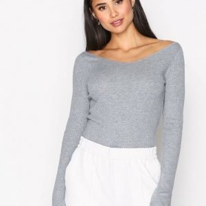 Filippa K Open Neck Rib Top Pitkähihainen Paita Grey