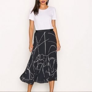 Filippa K Plisse Skirt Midihame Navy