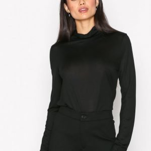 Filippa K Tencel Polo Neck Top Pitkähihainen Paita Black