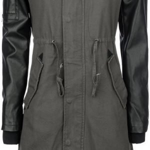 Forplay Imitation Leather Sleeves Army Jacket Naisten Talvitakki