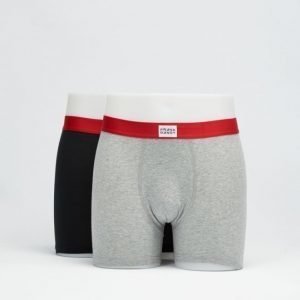 Frank Dandy 2-Pack Cotton Boxer Grey Melange/Black