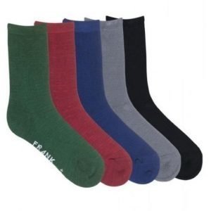Frank Dandy 5 P Bamboo Solid Crew Sock Dark Navy/Dark Red/Green/Charcoal Gray/Black